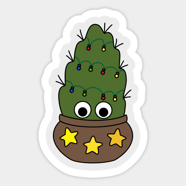 Cute Cactus Design #223: Cactus With Christmas Lights Sticker by DreamCactus